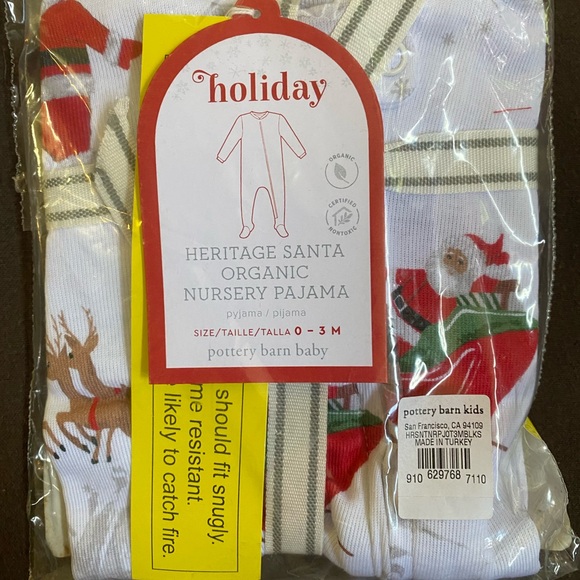 Pottery Barn 0-3 months Heritage Santa pajamas - Picture 2 of 2